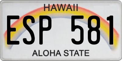 HI license plate ESP581