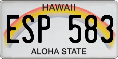 HI license plate ESP583