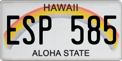 HI license plate ESP585