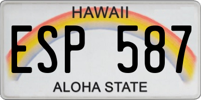HI license plate ESP587