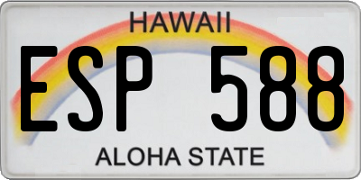 HI license plate ESP588