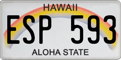 HI license plate ESP593