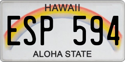 HI license plate ESP594
