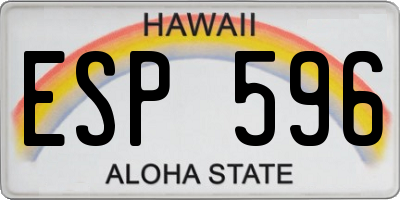 HI license plate ESP596