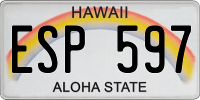 HI license plate ESP597