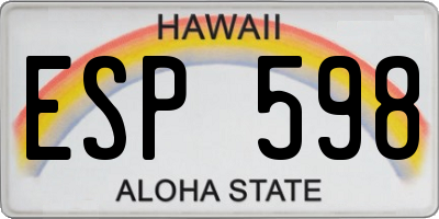 HI license plate ESP598