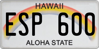 HI license plate ESP600