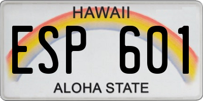 HI license plate ESP601