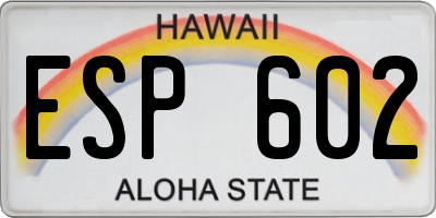 HI license plate ESP602