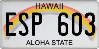 HI license plate ESP603
