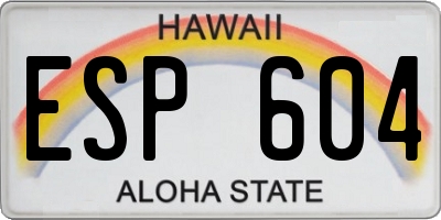 HI license plate ESP604