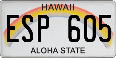 HI license plate ESP605