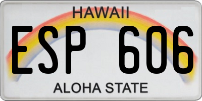 HI license plate ESP606