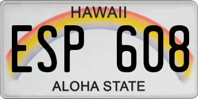 HI license plate ESP608