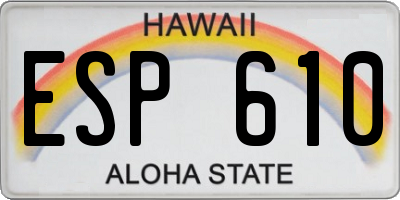 HI license plate ESP610