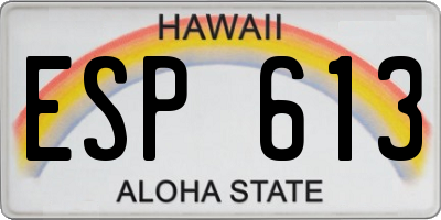 HI license plate ESP613