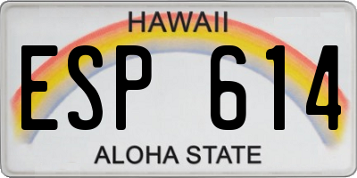 HI license plate ESP614