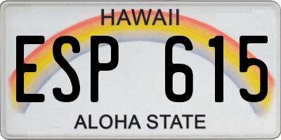 HI license plate ESP615