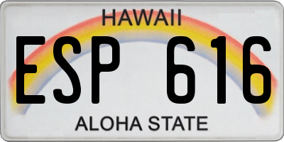 HI license plate ESP616