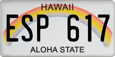 HI license plate ESP617