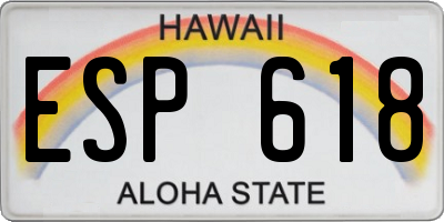 HI license plate ESP618