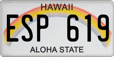 HI license plate ESP619