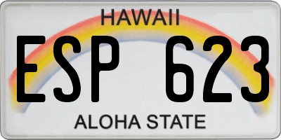 HI license plate ESP623
