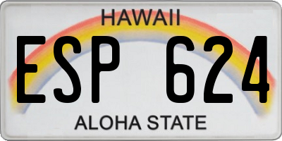 HI license plate ESP624
