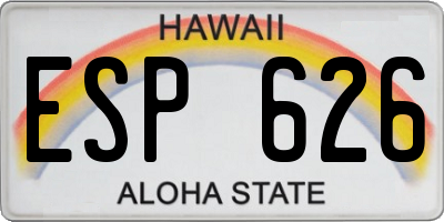 HI license plate ESP626
