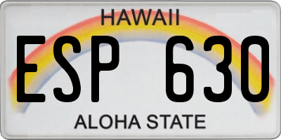 HI license plate ESP630