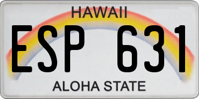 HI license plate ESP631