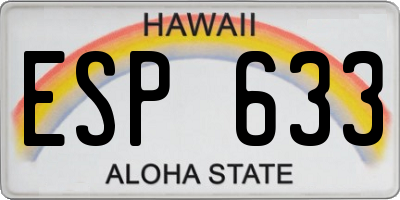 HI license plate ESP633