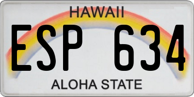 HI license plate ESP634