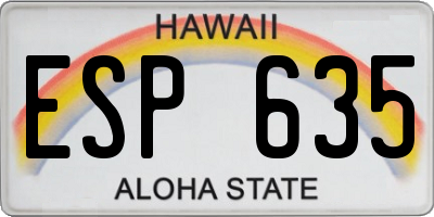 HI license plate ESP635