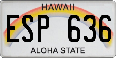 HI license plate ESP636
