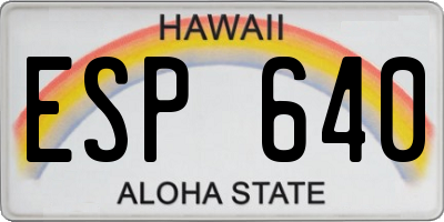 HI license plate ESP640