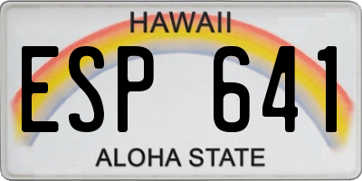 HI license plate ESP641
