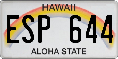 HI license plate ESP644