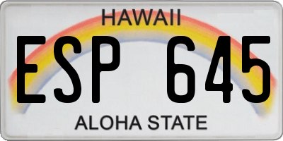 HI license plate ESP645