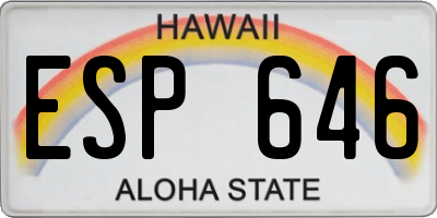 HI license plate ESP646