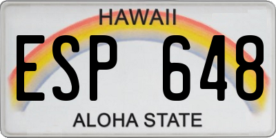 HI license plate ESP648