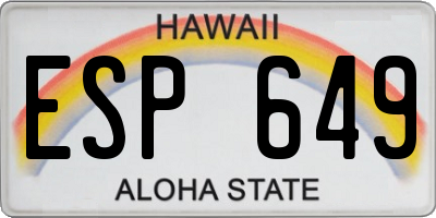 HI license plate ESP649