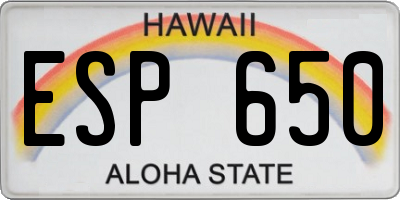 HI license plate ESP650