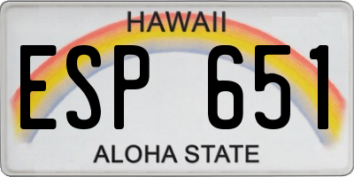 HI license plate ESP651