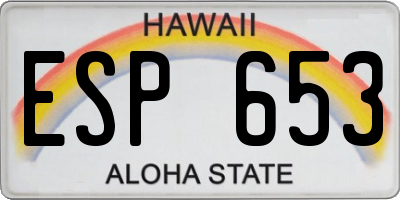 HI license plate ESP653
