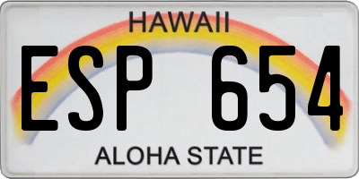 HI license plate ESP654