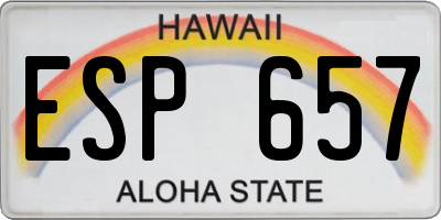HI license plate ESP657