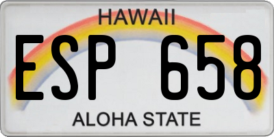 HI license plate ESP658
