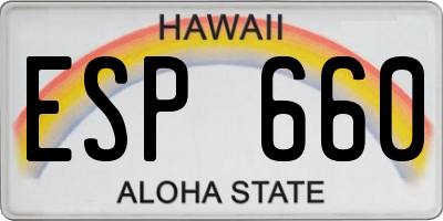 HI license plate ESP660