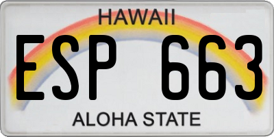 HI license plate ESP663